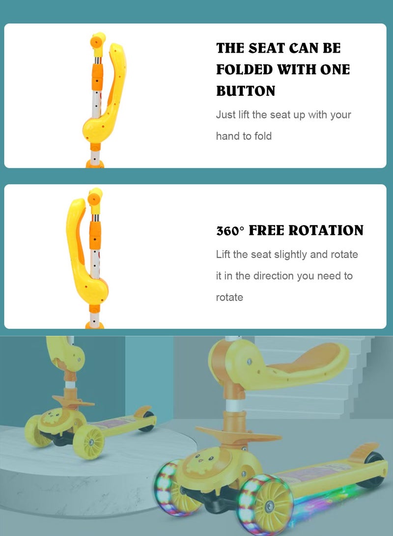 Sharpdo 3 in 1 Kids Kick Scooter, with Flashing Wheel and Adjustable Height, Foldable Scooter Outdoor Activities, for 2-12 Year Boys and Girls - Image 4